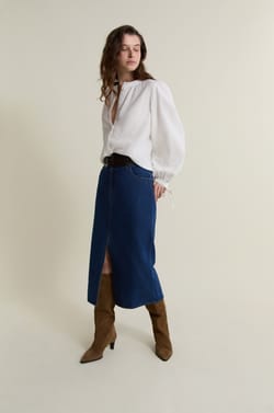 Jupe longue en jean;${refinementColor}