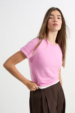 Short-Sleeved Cashmere Sweater;${refinementColor}