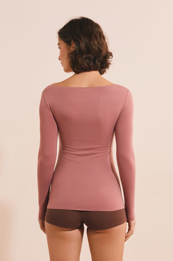T-shirt thermique col bateau;${refinementColor}