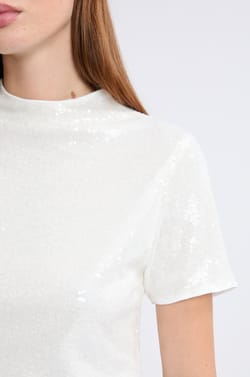 Short-sleeved sequin T-shirt;${refinementColor}