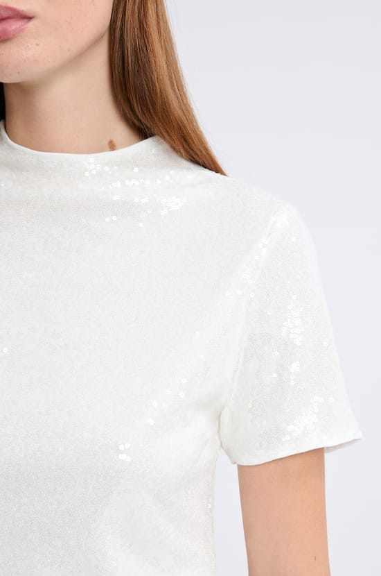 Short-sleeved sequin T-shirt;${refinementColor}