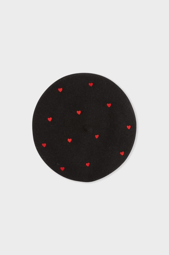 Beret en laine &agrave; motifs coeurs;${refinementColor}