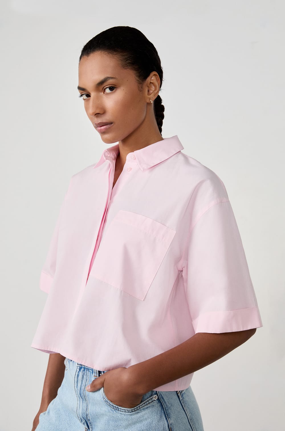 Camisa de manga corta de algodón;${refinementColor}