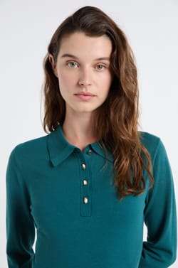 Robe manches longues avec boutons dor&eacute;s;${refinementColor}