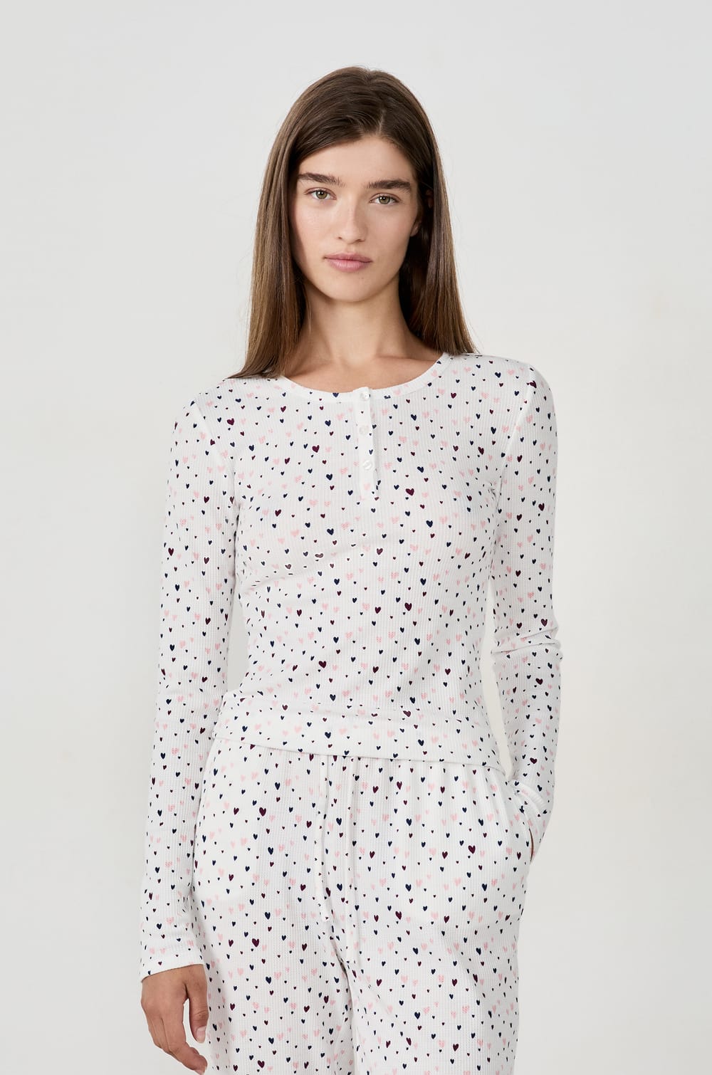 T-shirt de pyjama imprimé cœurs;${refinementColor}