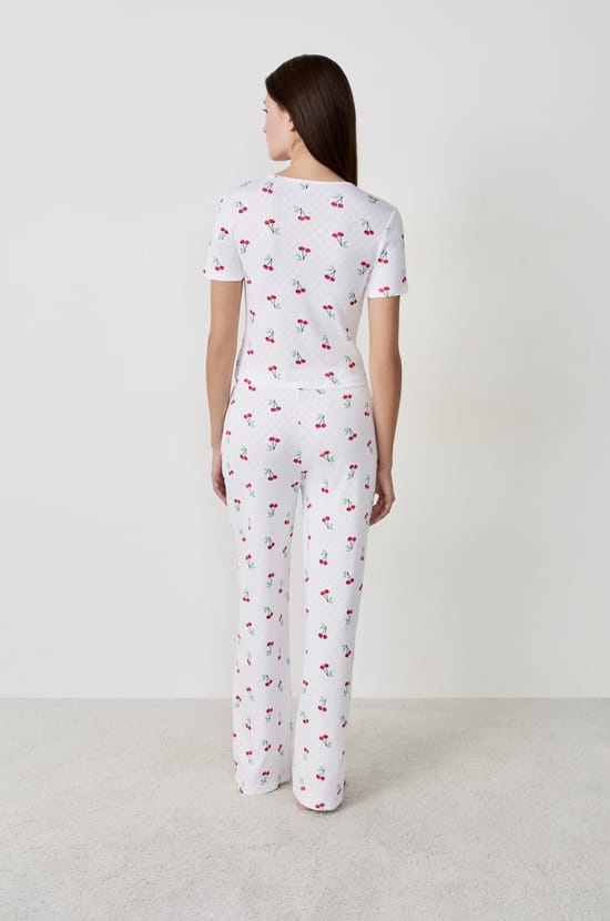 Ensemble de pyjama 2 pi&egrave;ces en coton en pointelle;${refinementColor}