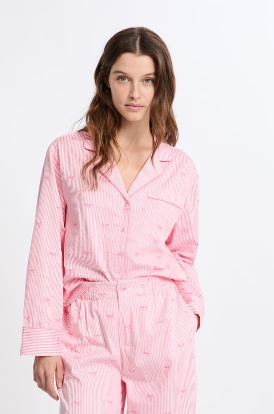 Chemise de pyjama en coton à motifs;${refinementColor}
