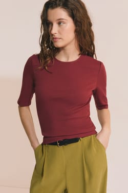 T-shirt manches 3/4 en coton;${refinementColor}