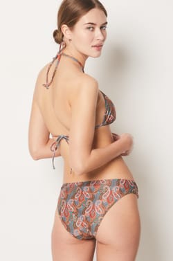 High-neck bikini top with patterned bralette;${refinementColor}