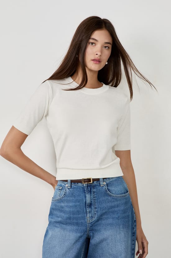 Pull manches courtes col rond;${refinementColor}