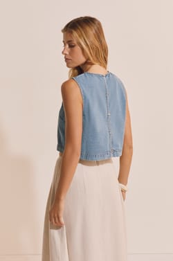 Top effet jean en coton;${refinementColor}