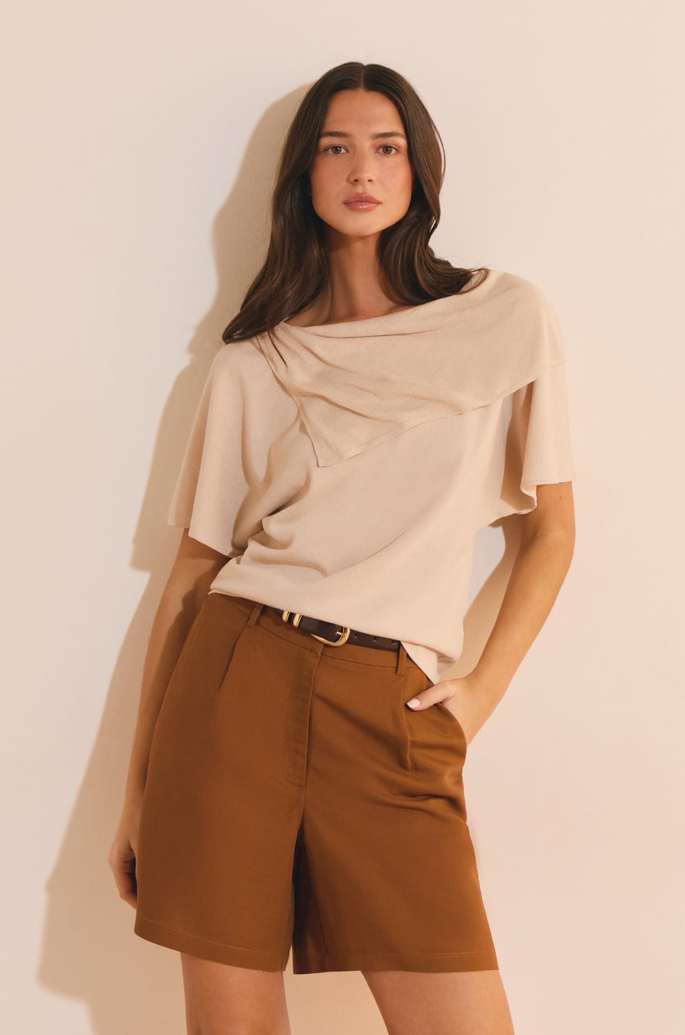 T-shirt manches courtes drap&eacute;;${refinementColor}