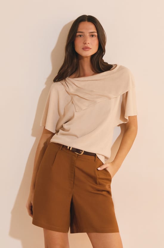 T-shirt manches courtes drap&eacute;;${refinementColor}