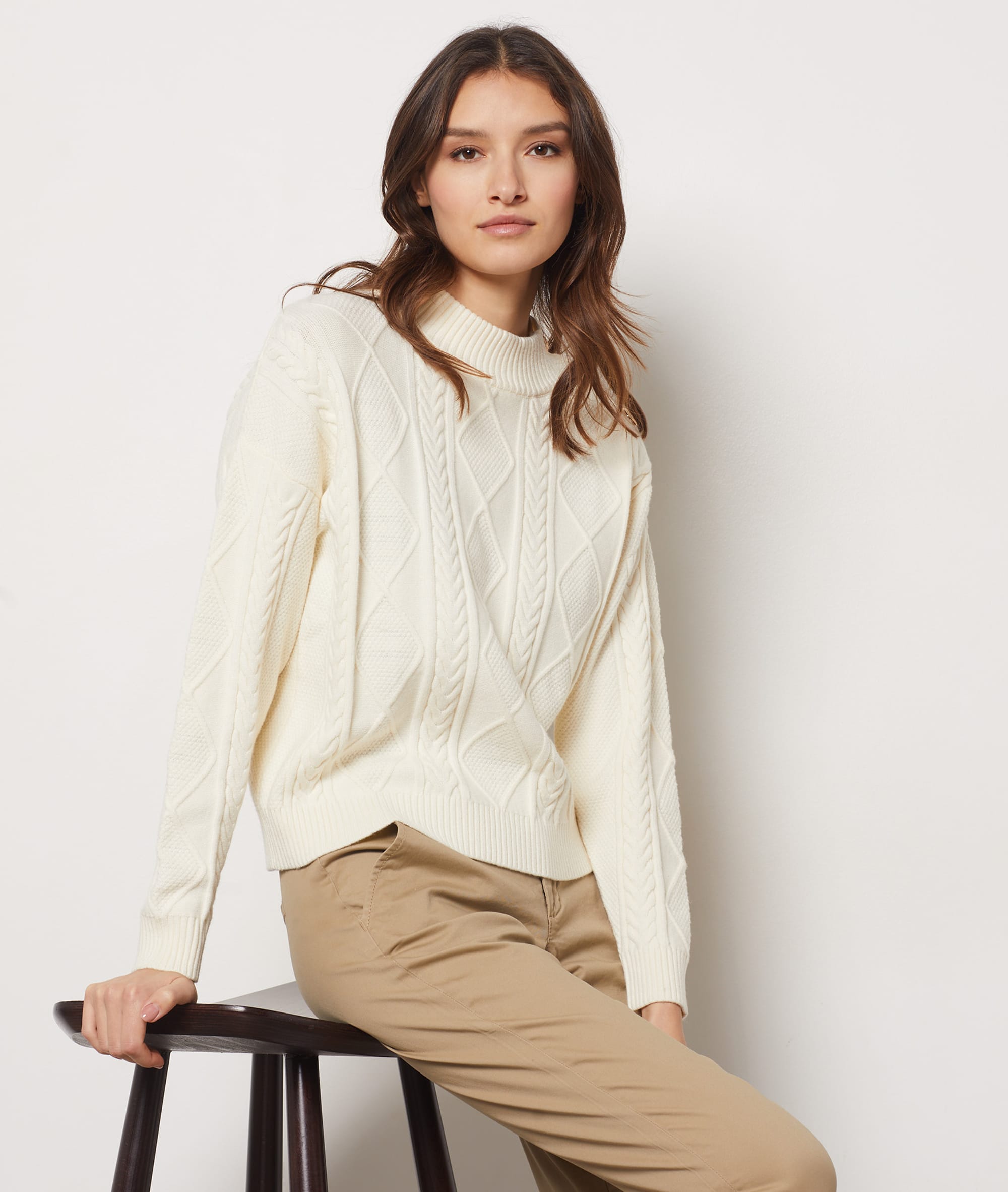 Cardigan Femme L9WEI - Grosse Maille - Boutons - Automne/Hiver - Longueur Moyenne