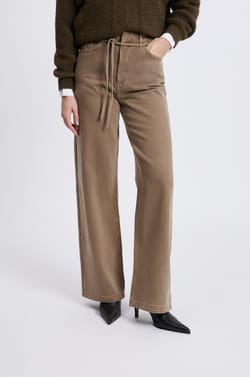 Wide Cotton Jeans with Drawstring;${refinementColor}