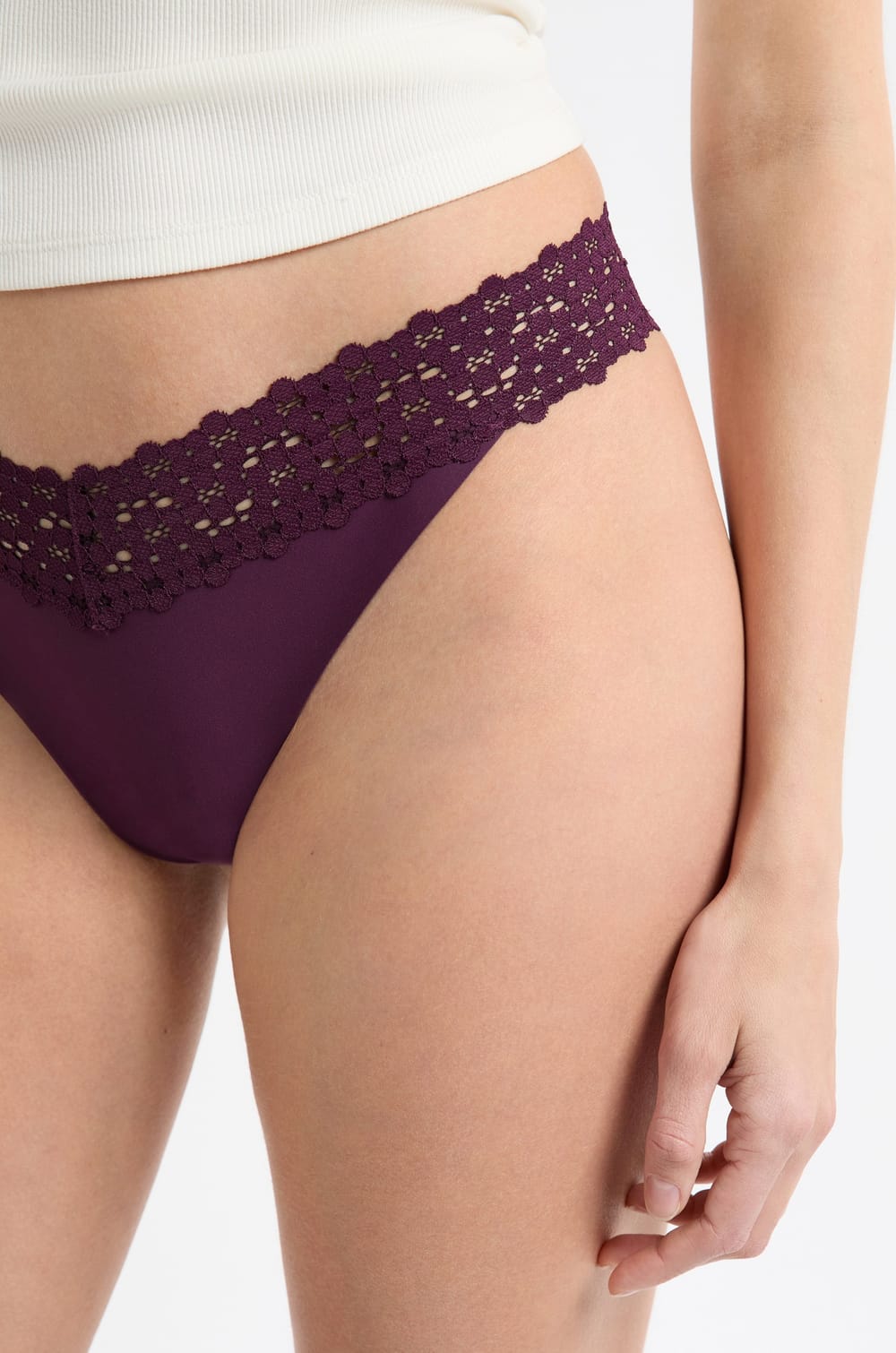 Microfibre and Lace Tanga;${refinementColor}