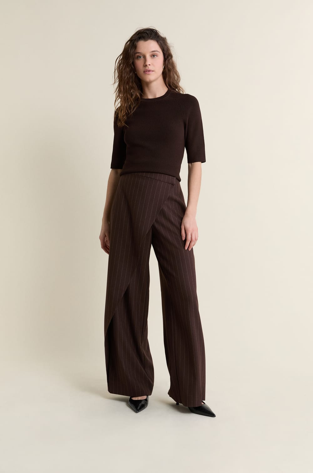 Wide-Leg Striped Trousers;${refinementColor}