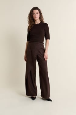 Wide-Leg Striped Trousers;${refinementColor}