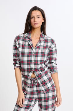 2-Piece Checkered Cotton Pajama Set;${refinementColor}