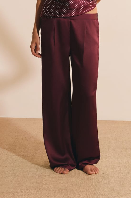 Pantalon de pyjama satin&eacute;;${refinementColor}