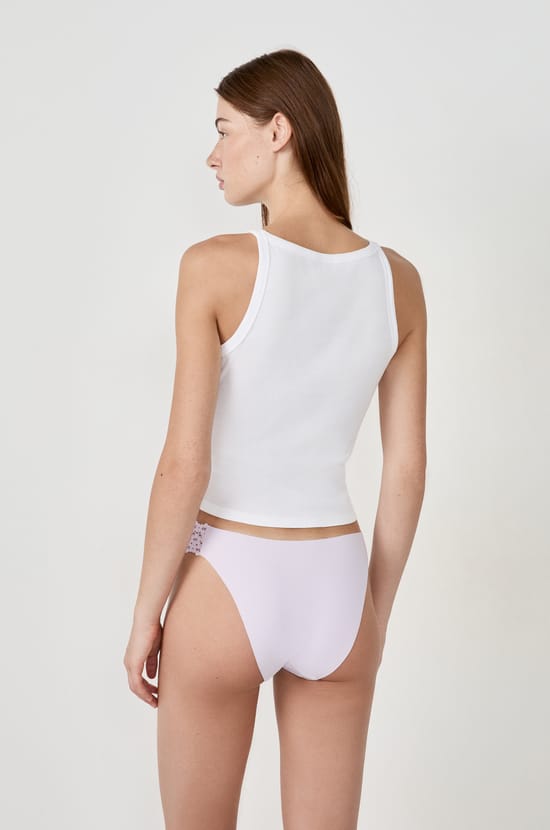 Culotte en microfibre et dentelle;${refinementColor}