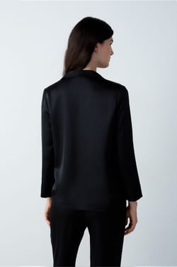 Satin Pyjama Shirt with Bow;${refinementColor}