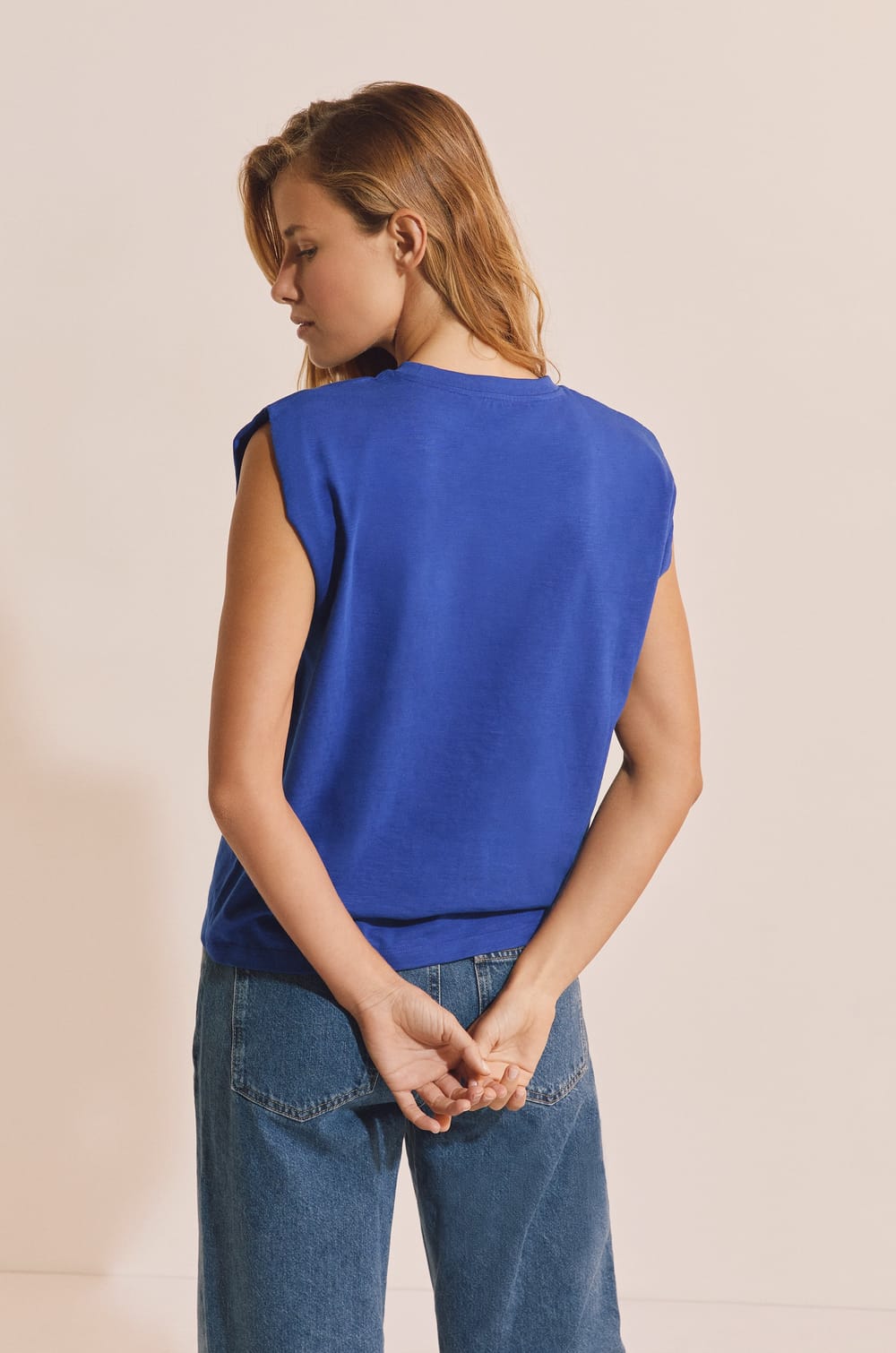 Sleeveless Cotton T-shirt;${refinementColor}