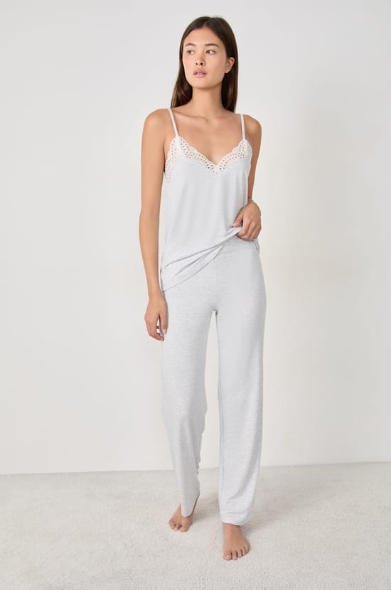 Pantalón de pijama ancho de modal;${refinementColor}