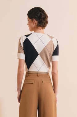 Pull manches courtes &agrave; motifs;${refinementColor}