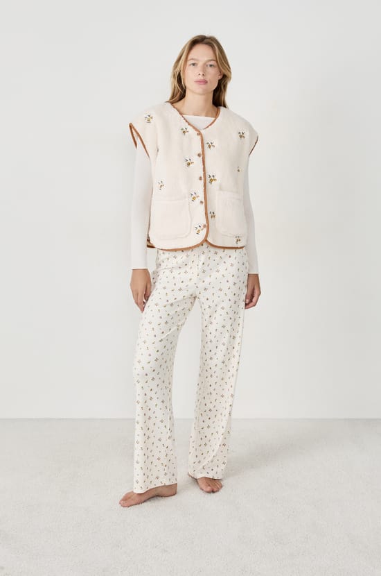 Gilet sans manches à fleurs;${refinementColor}