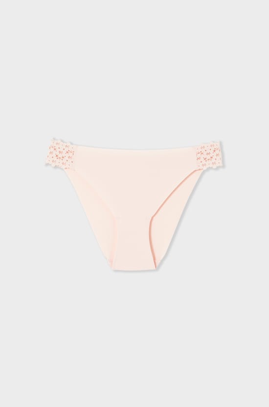 Culotte en microfibre et dentelle;${refinementColor}