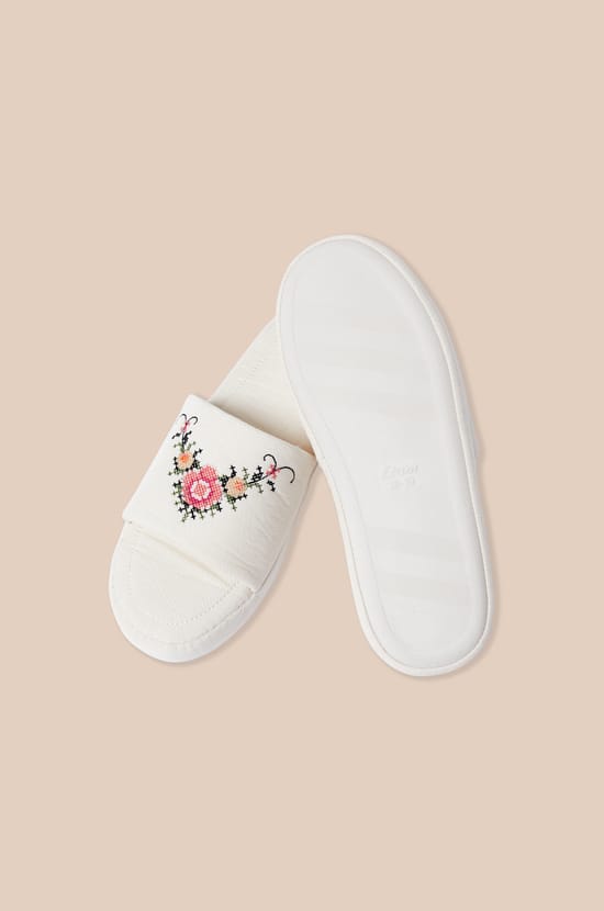 Chaussons tongs en coton &agrave; motif floral;${refinementColor}