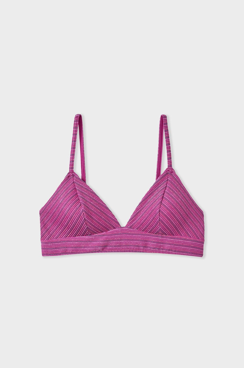 Shiny Triangle Bikini Top;${refinementColor}
