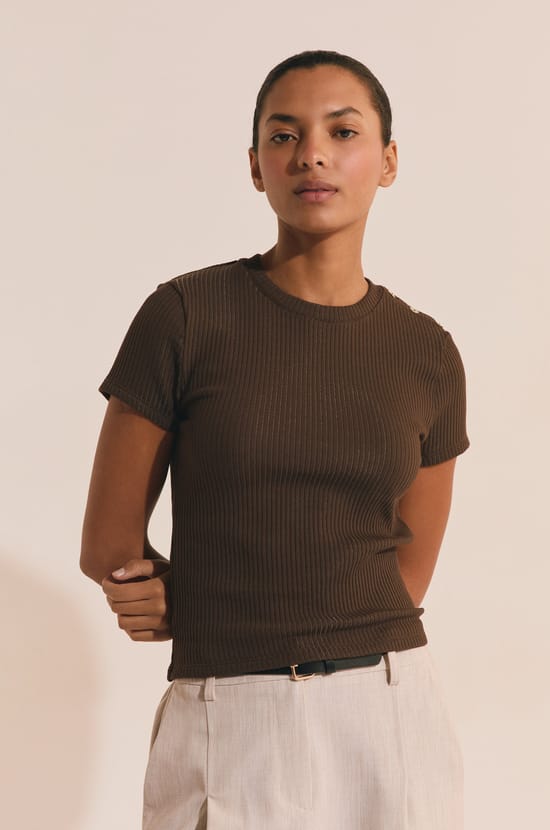 Ribbed Cotton T-shirt;${refinementColor}