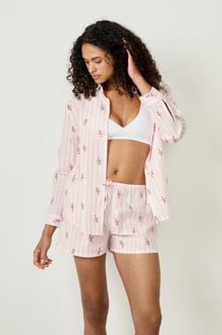 Cotton pyjama shorts with pattern;${refinementColor}