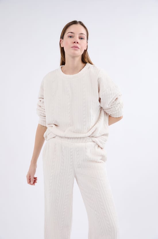 Sweatshirt de pyjama effet velours;${refinementColor}