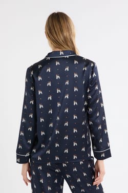 Chemise de pyjama en satin à motifs chiens;${refinementColor}