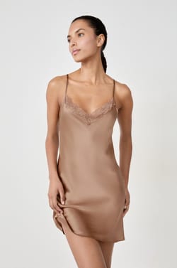Silk nightdress with lace details;${refinementColor}