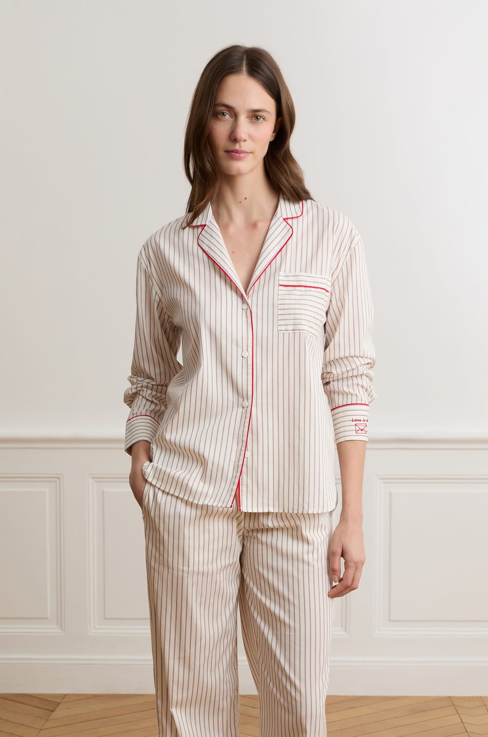 Chemise &agrave; rayures avec coton;${refinementColor}
