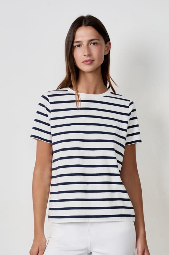 Short-sleeved Breton stripe T-shirt;${refinementColor}