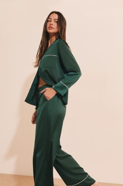 Pantalon de pyjama satin&eacute;;${refinementColor}