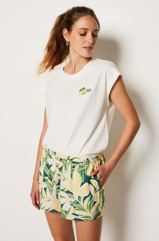 Floral Pyjama Shorts;${refinementColor}