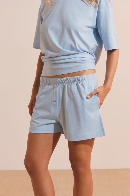 Boyfriend Cotton Pyjama Shorts;${refinementColor}