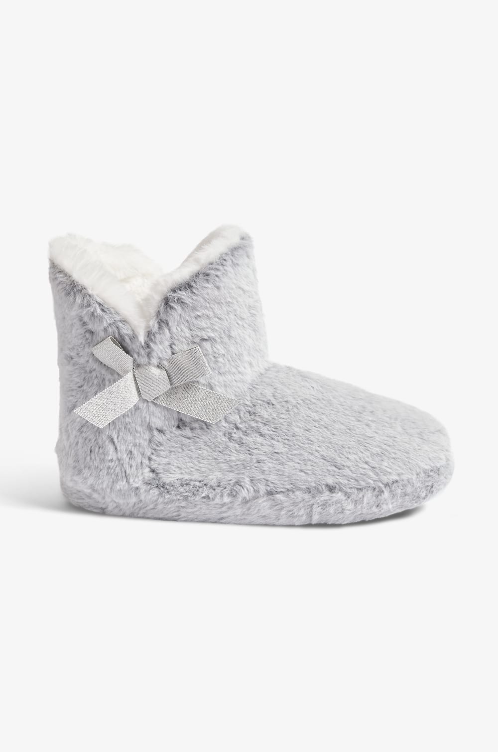Lined Ankle Boot Slippers with Bow Details;${refinementColor}