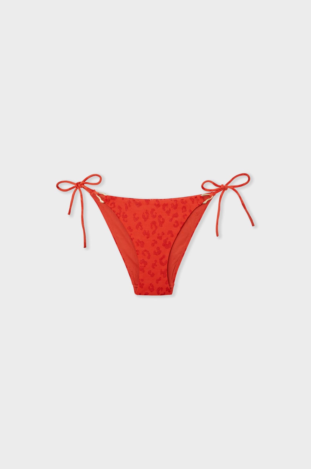 Tie-Side Bikini Bottom with Jacquard Effect;${refinementColor}