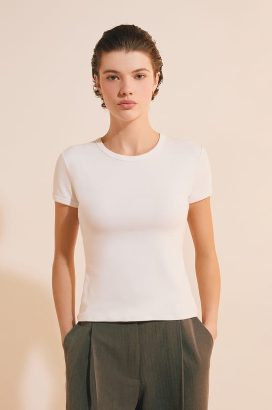Camiseta de manga corta con algod&oacute;n modal;${refinementColor}