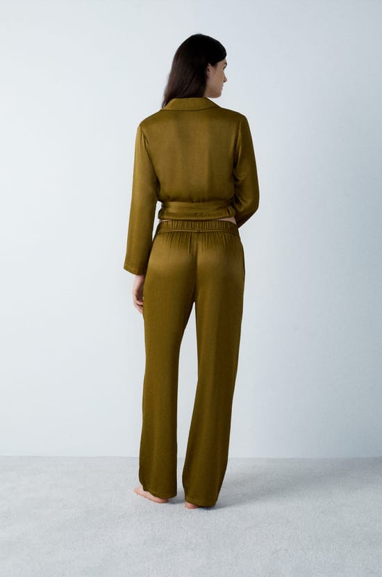 Pantalon de pyjama lisse;${refinementColor}