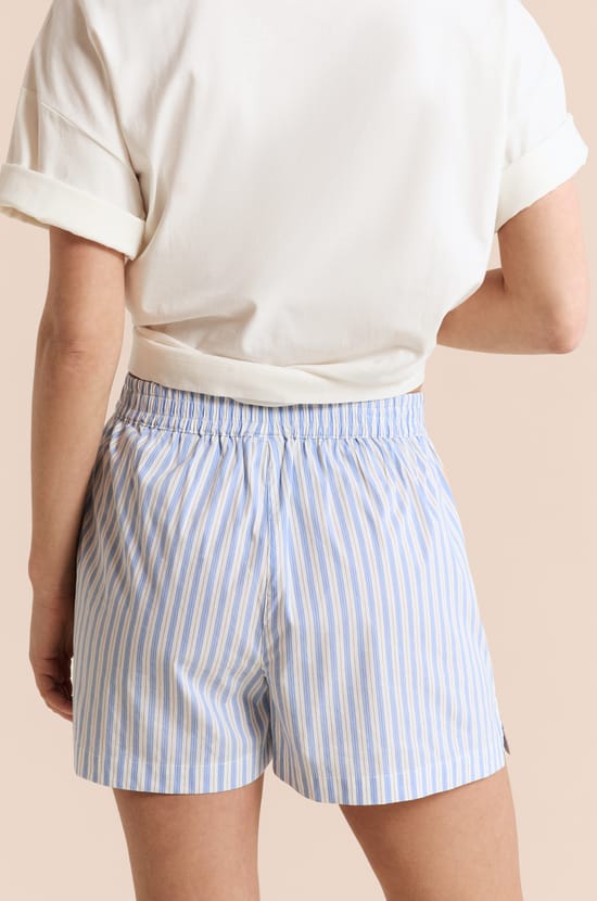 Striped Pyjama Shorts with Cotton;${refinementColor}