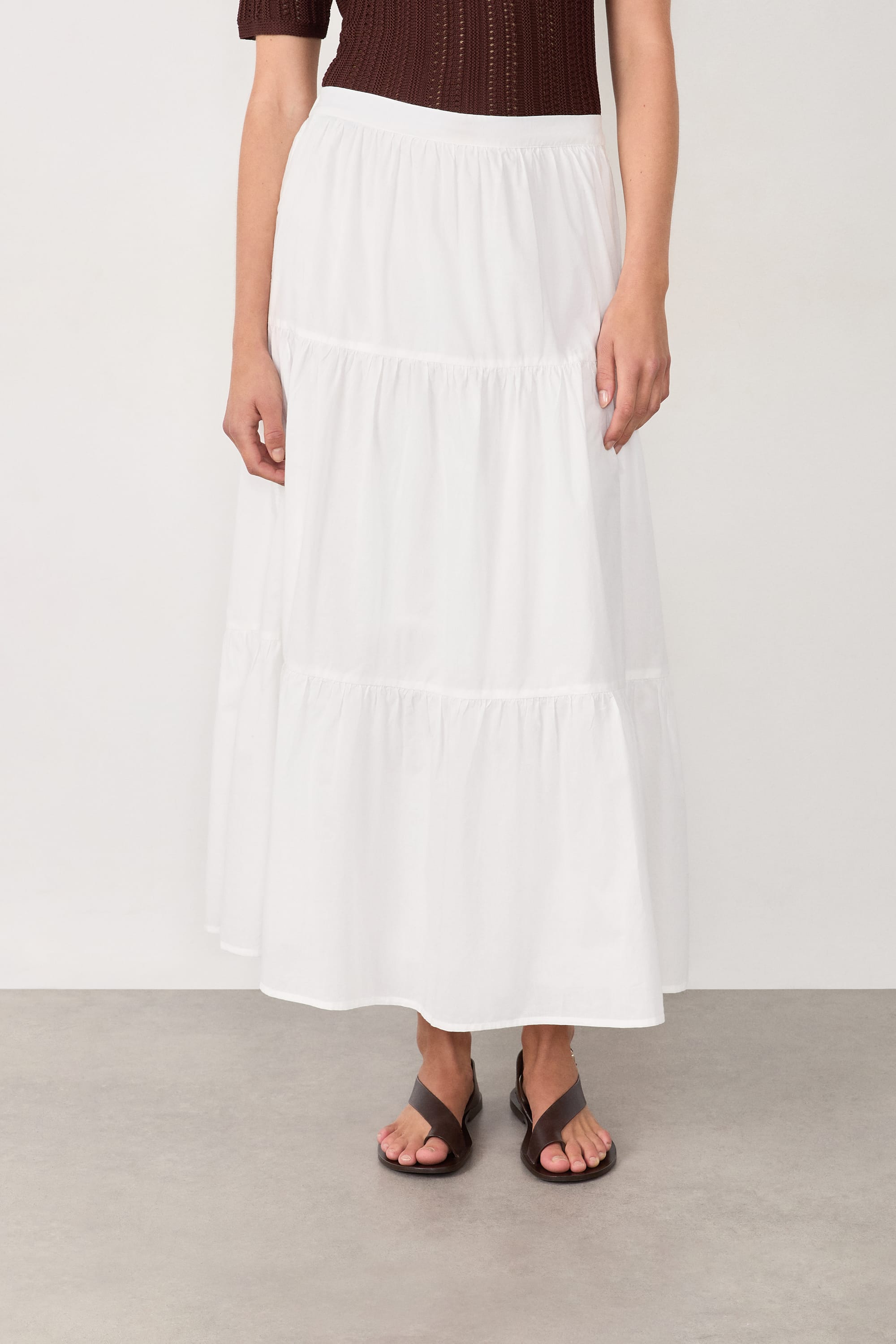 jupe longue plissée en coton