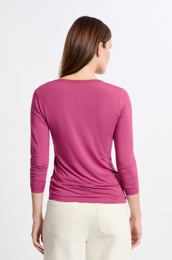 T-shirt col V maille thermique;${refinementColor}